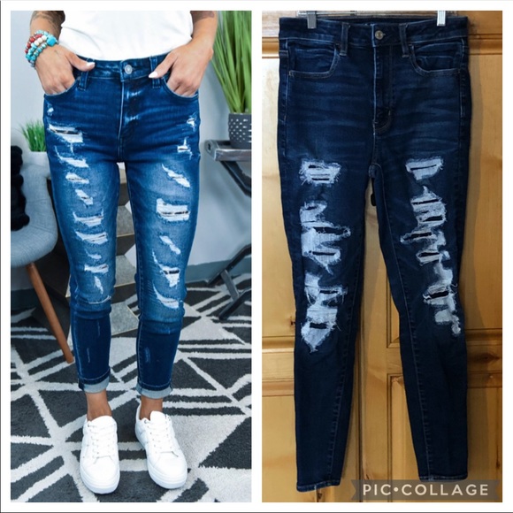 American Eagle Outfitters Denim - AE Super High Rise Distressed Skinny Jeans